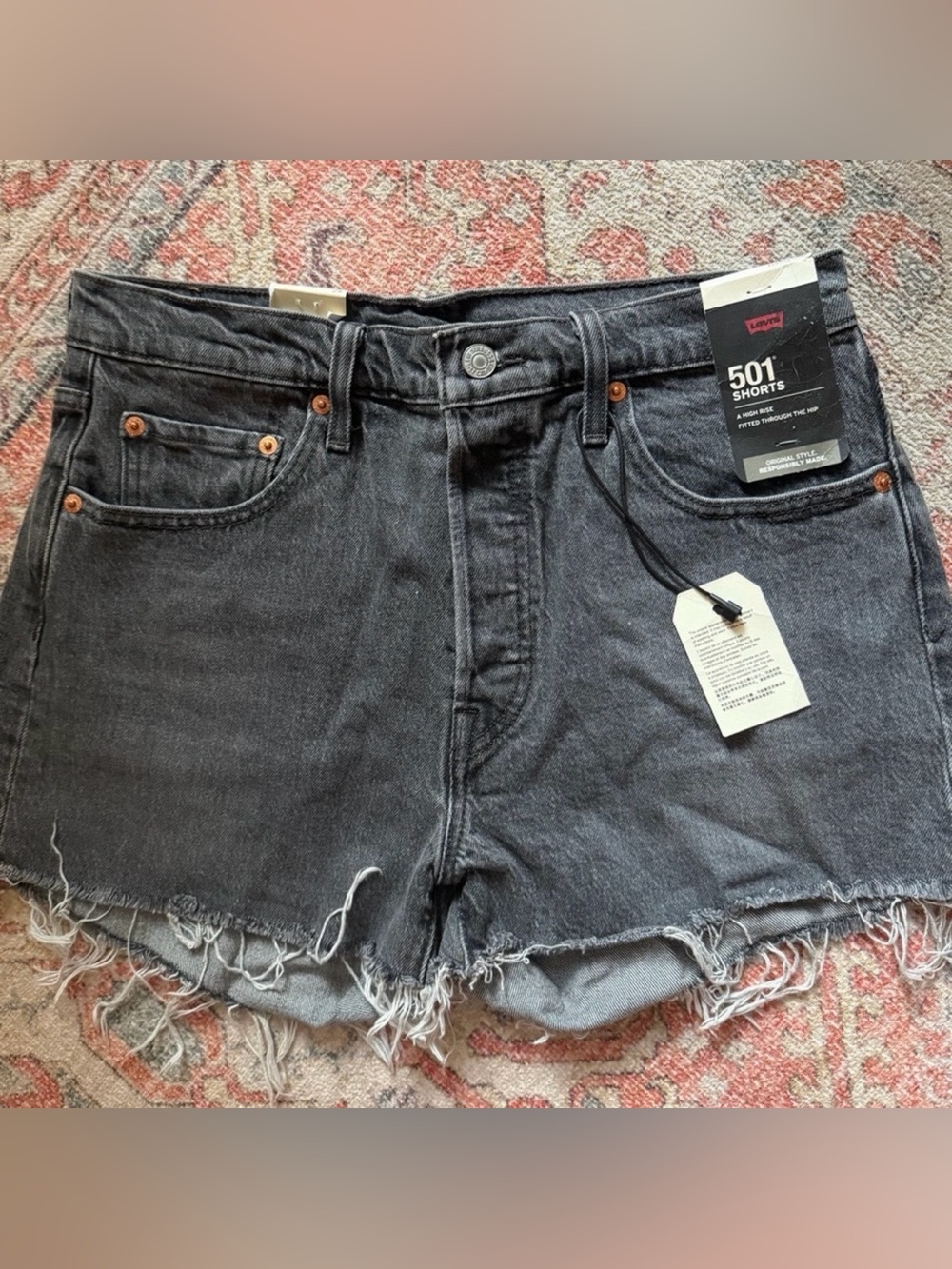 Levi's Black High-Rise 501 Cutoff Jean Shorts